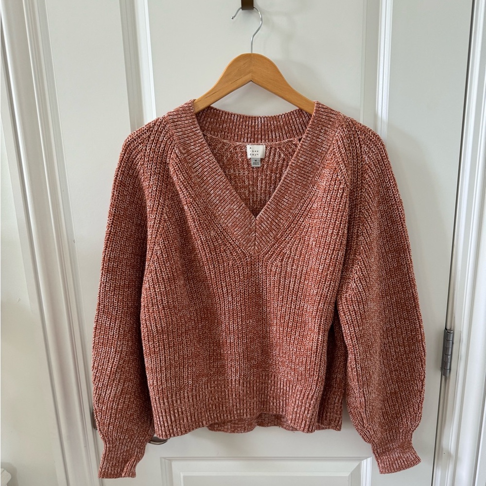 A New Day Orange V-Nexk Sweater Size Medium